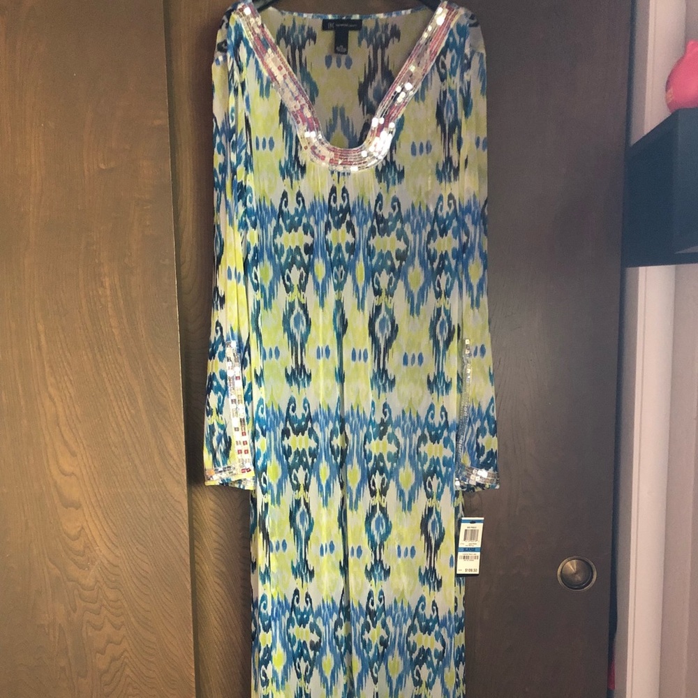 Sheer swim coverup with sequin detail